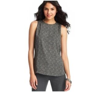 Ann Taylor LOFT Black Beige Abstract Chevron Sleeveless Blouse Women's Size XL
